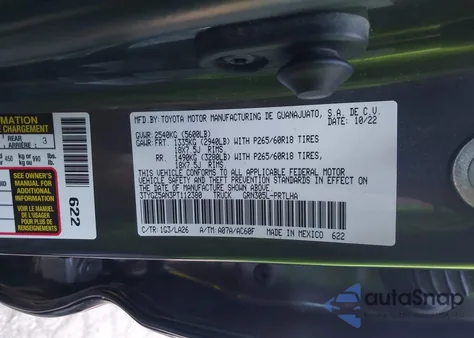 2023 Toyota Tacoma Double Cab/Ltd z USA, uszkodzony, nr VIN 3TYGZ5AN3PT112380